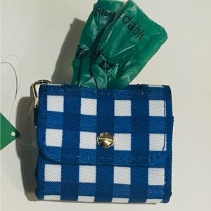 Kate Spade Blue and White Checkered Dog Bag Holder